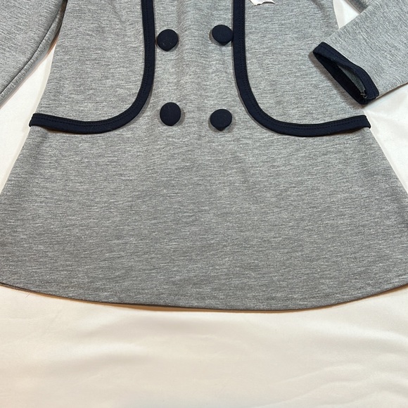 🎀Little Baby Girls Grey with Navy trim Dress Size 100 (3T) - Picture 3 of 7